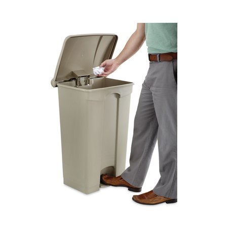 Safco 23 gal Rectangular Prism Trash Can, Tan, Top Door, Plastic 9923TN